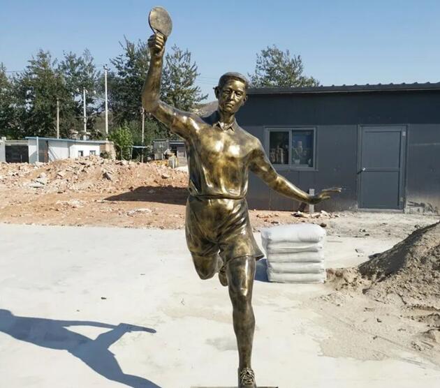 校園玻璃鋼仿銅運動人物雕塑