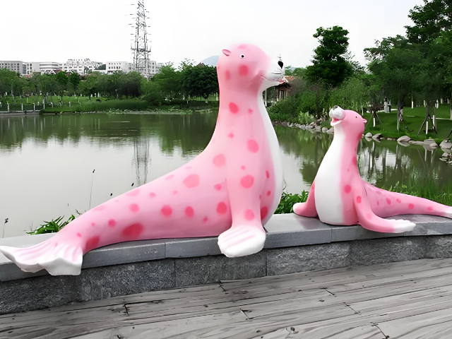 戶外景觀卡通玻璃鋼可愛海豹雕塑